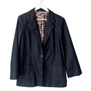 Susan Graver Blazer Longline Size M Jacket Coat Gray Career Suiting Business